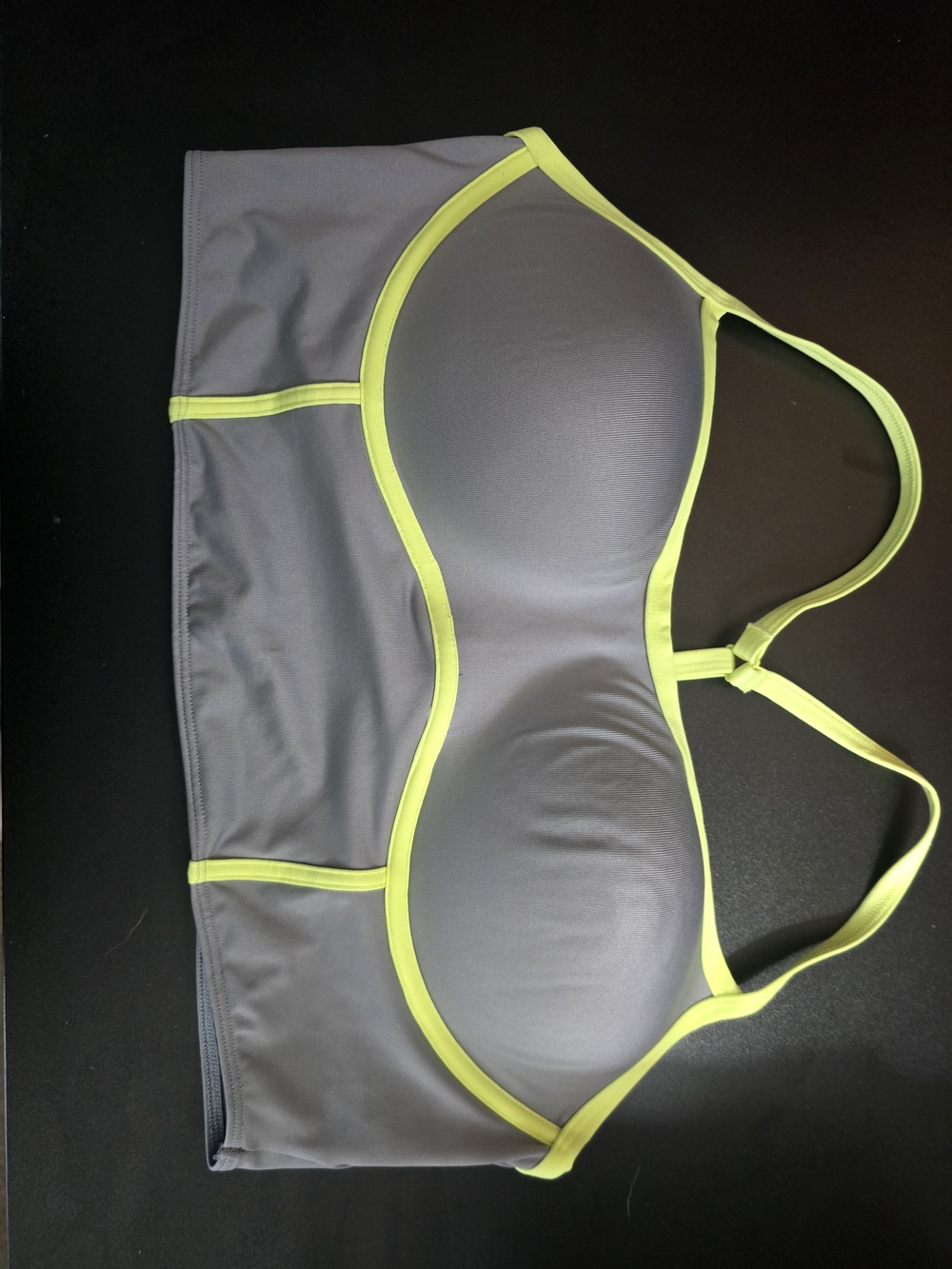 PINK Victoria's Secret Gray Longline Bra with Neon Yellow Trim